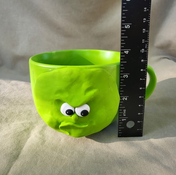 💚🗾 Neon Green 🧶 Soup Mug 🟢 Face - Picture 5 of 6